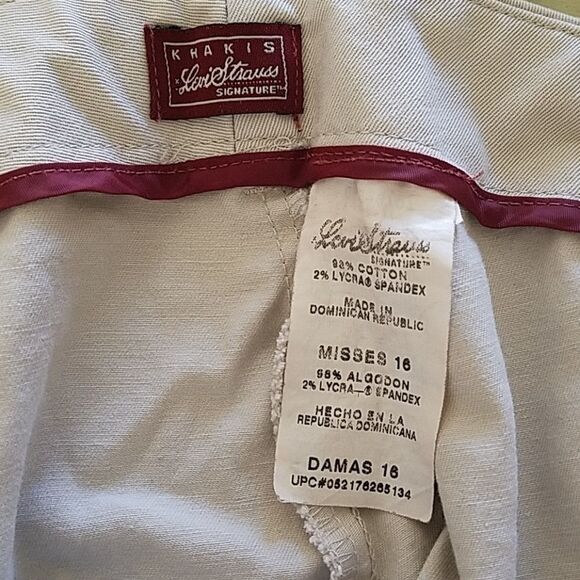 Levi’s Strauss Signature Women’s Khaki Pants Size 16 Straight Leg Casual Trouser - Picture 3 of 3